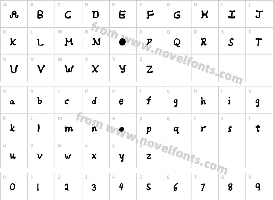 Girlish Curlish MediumCharacter Map