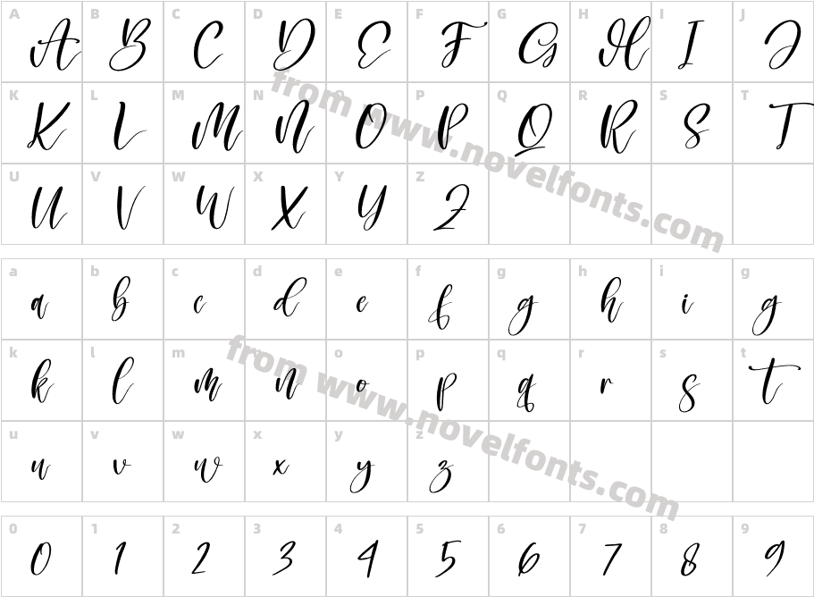 Gishefa ItalicCharacter Map