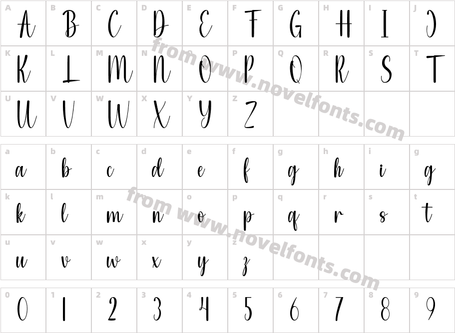 GladiolaRegularCharacter Map