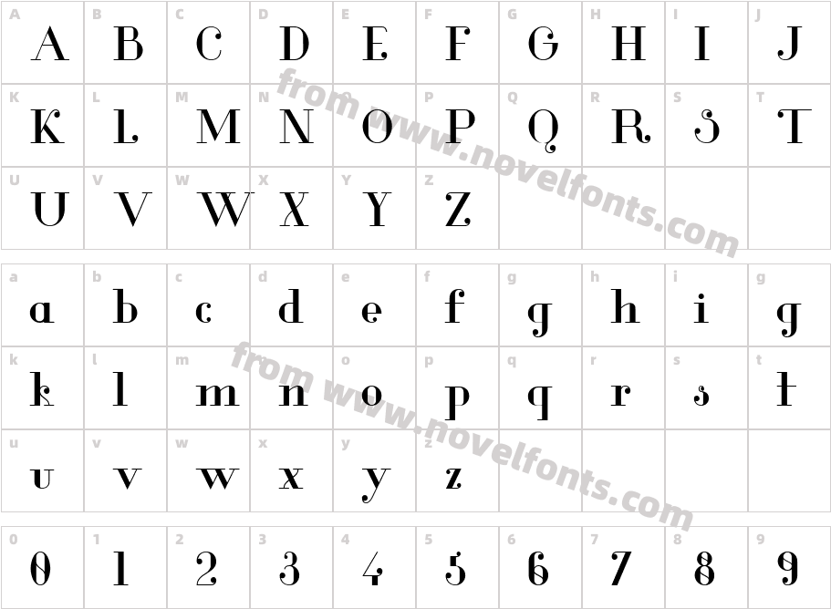 Glamor MediumCharacter Map