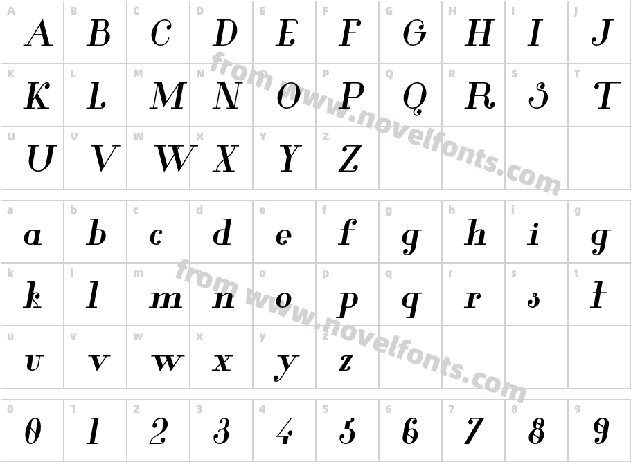 Glamor-BoldItalicCharacter Map