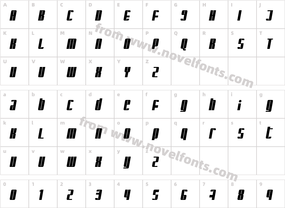 Glaring ItalicCharacter Map