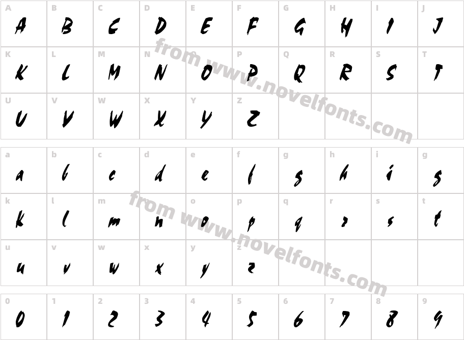 Cocoa Thin ItalicCharacter Map