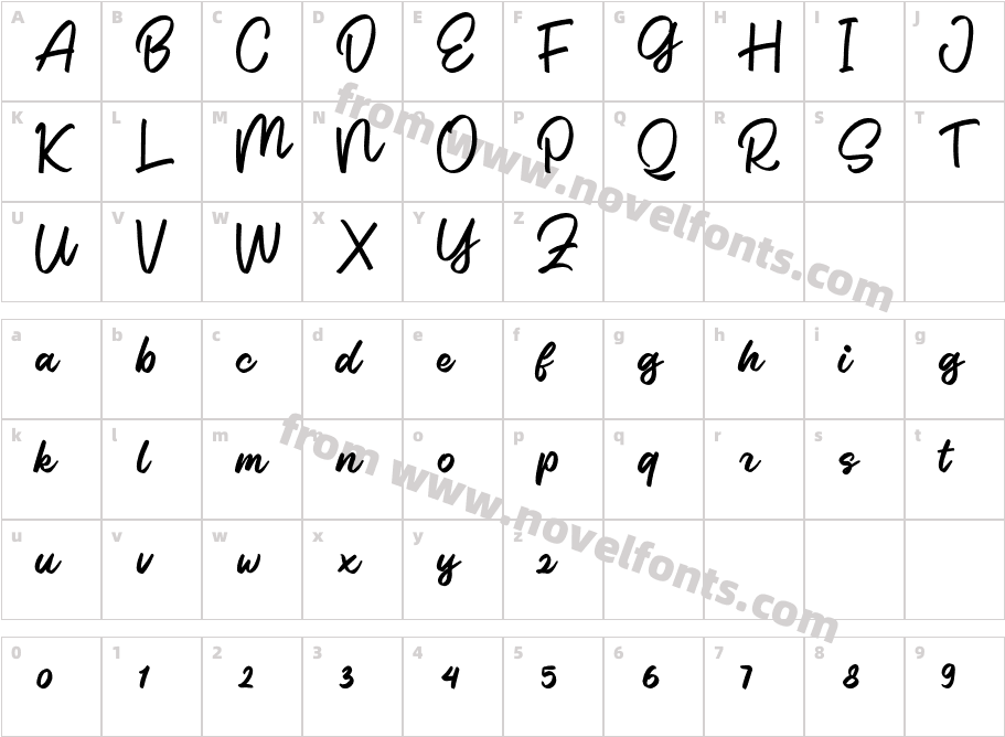 GlintarScriptDEMO-RegularCharacter Map