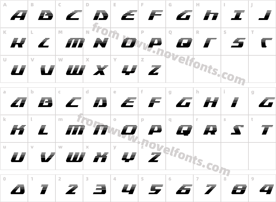 Global Dynamics Halftone ItalicCharacter Map