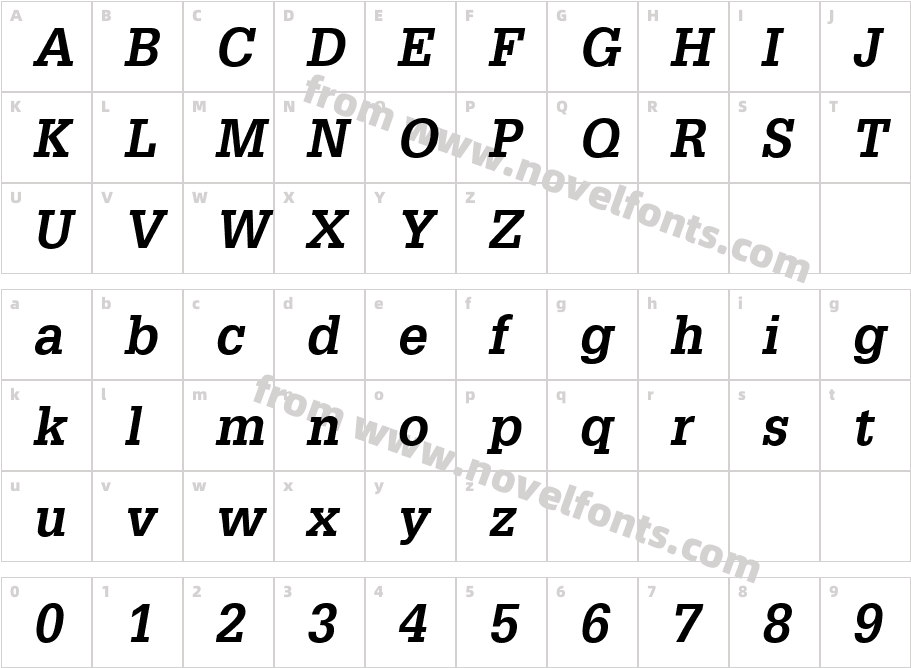 Glypha LT 65 BoldObliqueCharacter Map