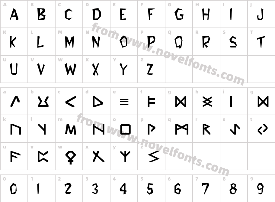 Glyphics RegularCharacter Map