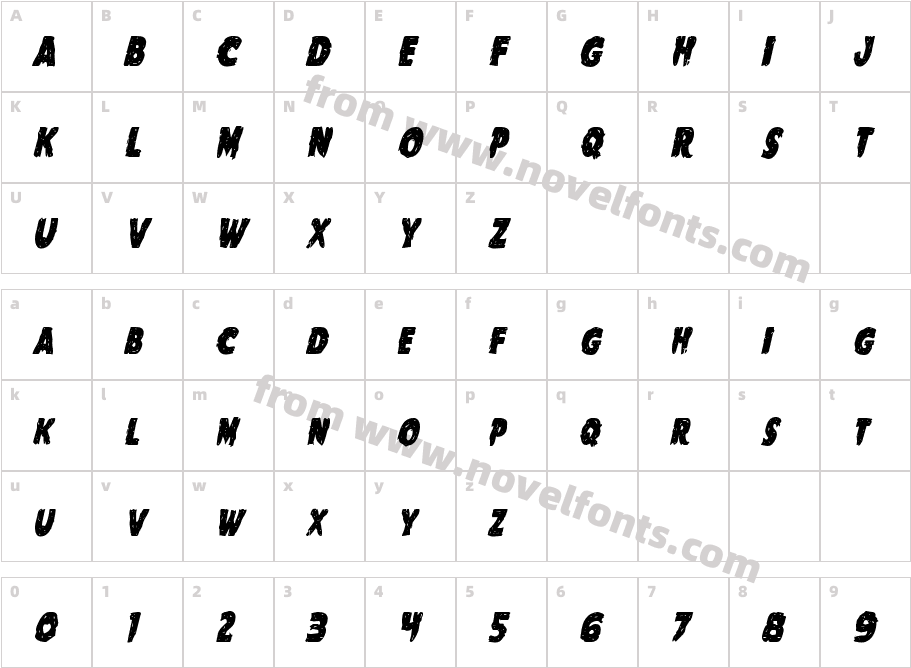 Goblin Creek Condensed ItalicCharacter Map