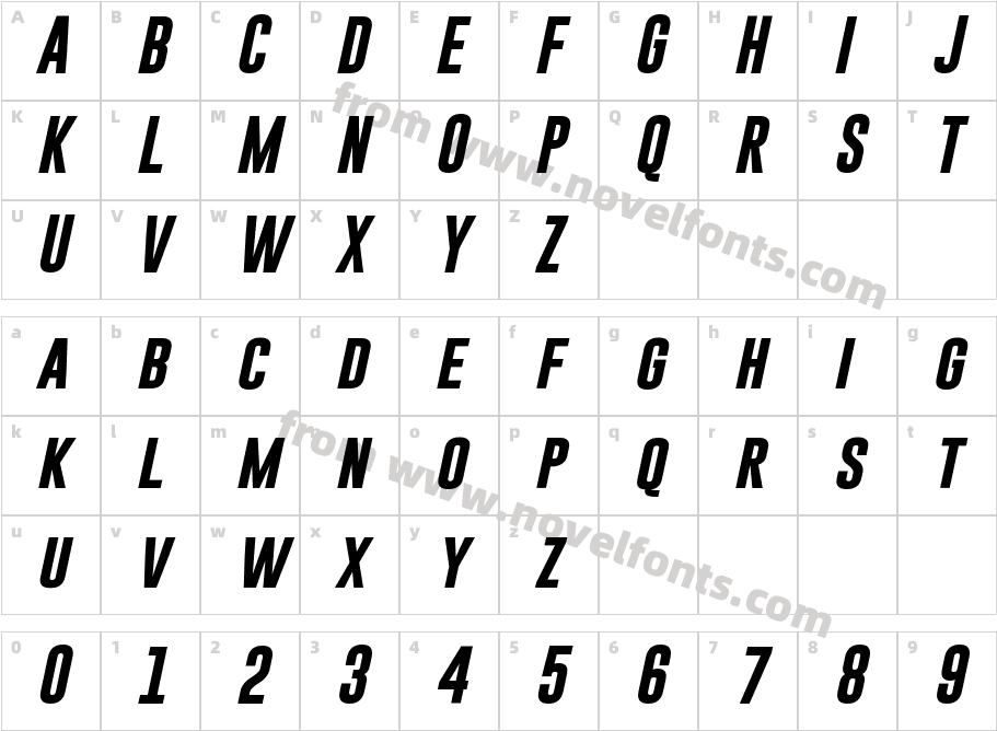 Gobold Bold ItalicCharacter Map