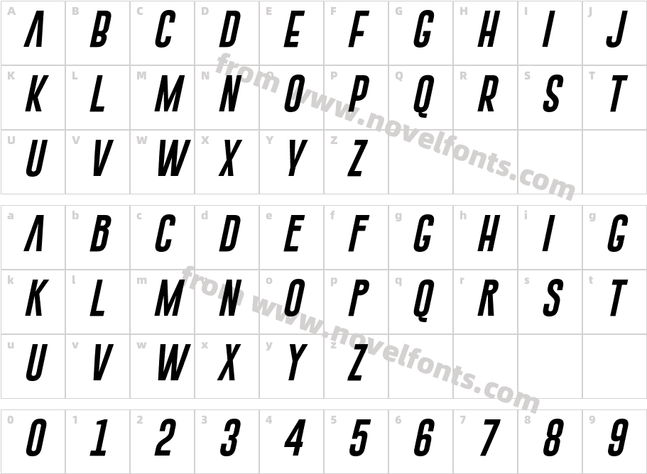 Gobold Extra1 ItalicCharacter Map