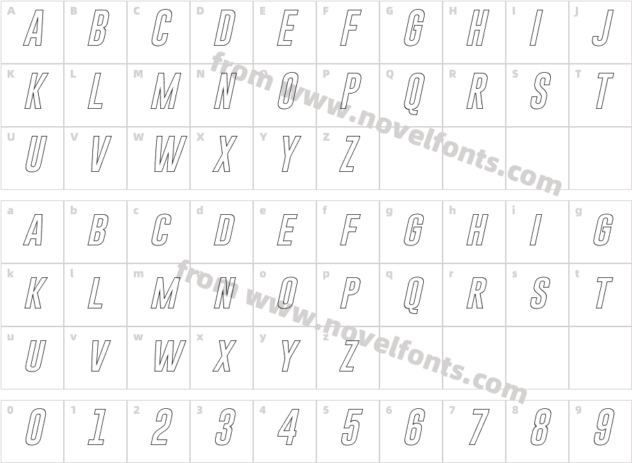 Gobold Hollow ItalicCharacter Map