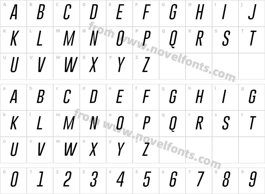 Gobold Thin Light Italic ItalicCharacter Map