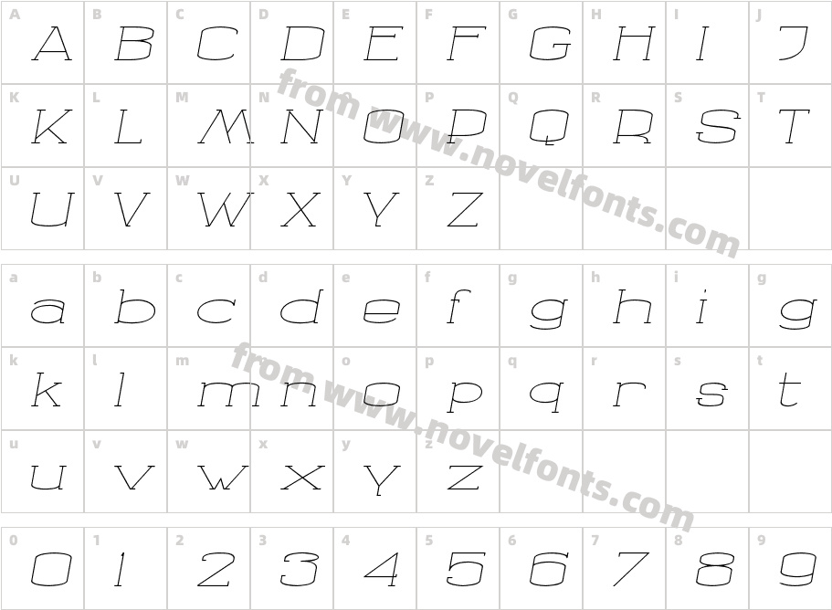 Godan-ThinItalicCharacter Map