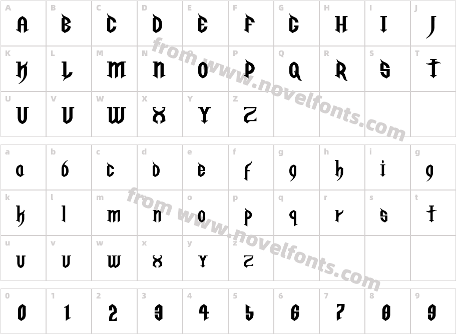 Golgotha Regular E.Character Map