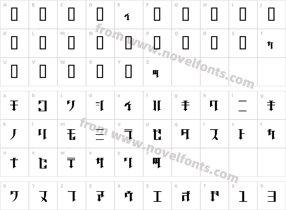 Golgotha Regular J.Character Map