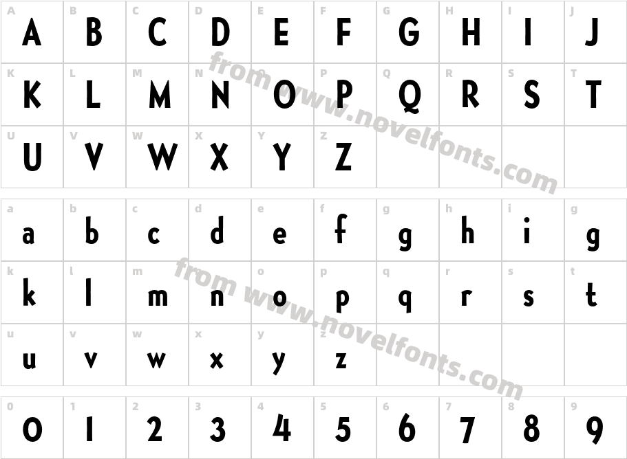 GolucianBoldCondensedCharacter Map