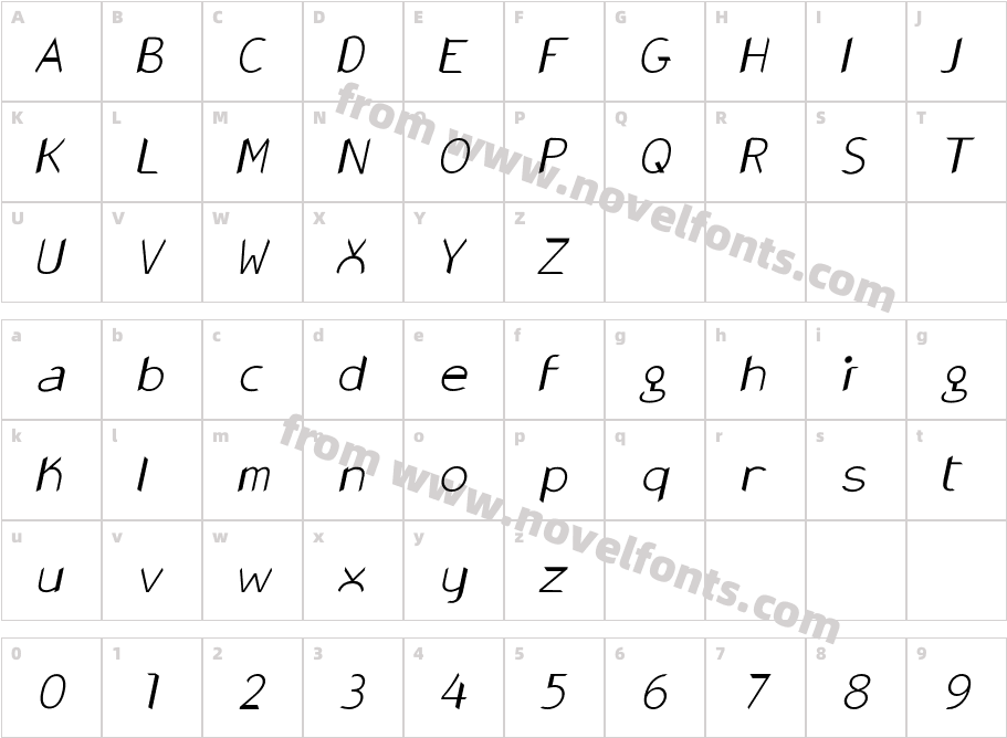 Gonza-ObliqueCharacter Map