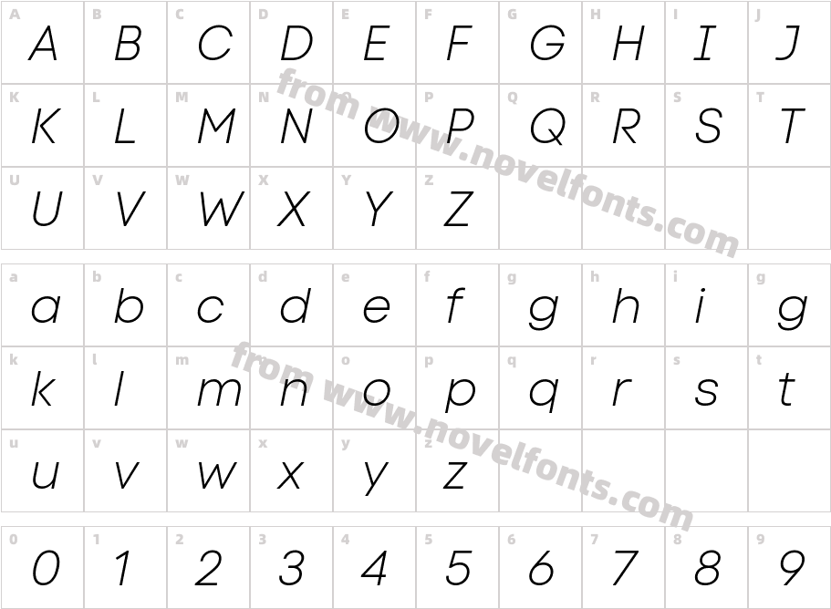 Code Next-Trial Light ItalicCharacter Map