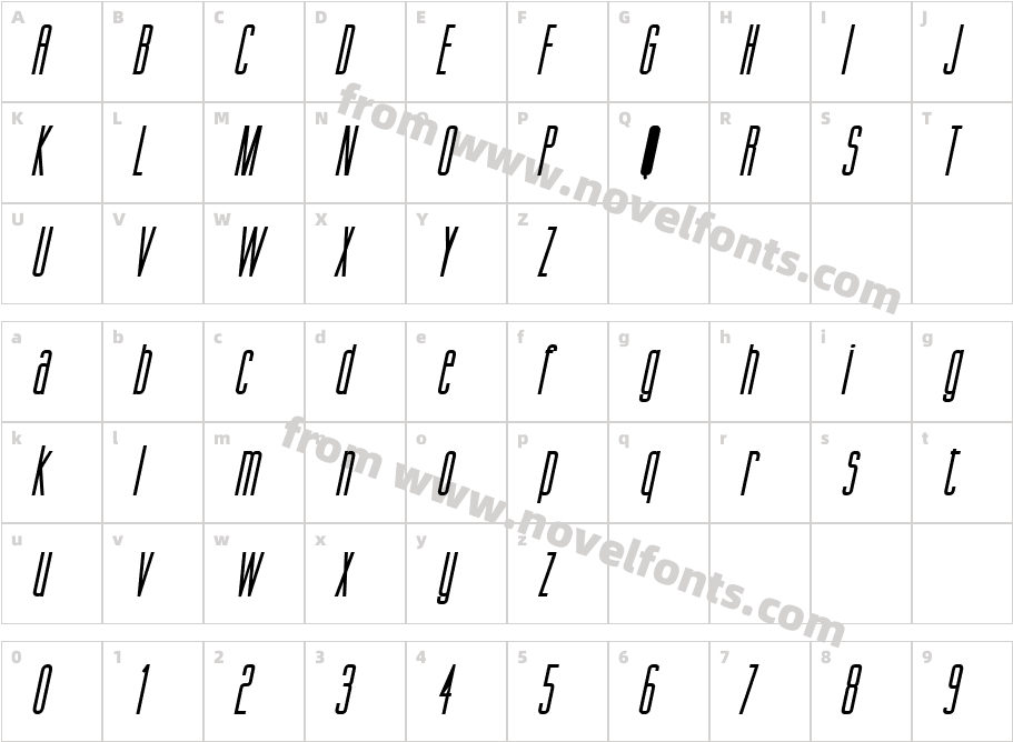 Gorgio Wide BoldItalicCharacter Map