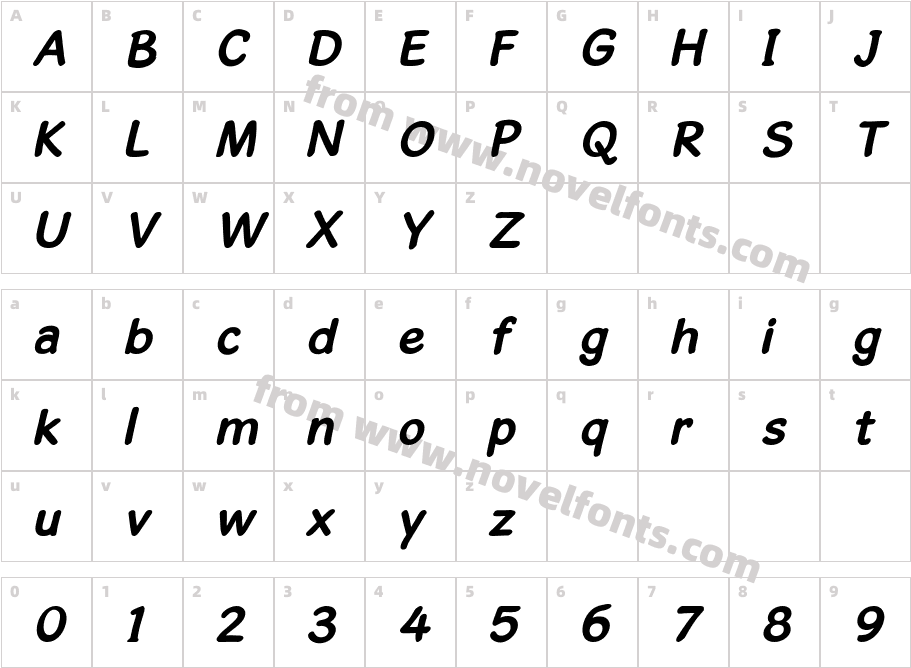 GosmickSansBoldObliqueCharacter Map