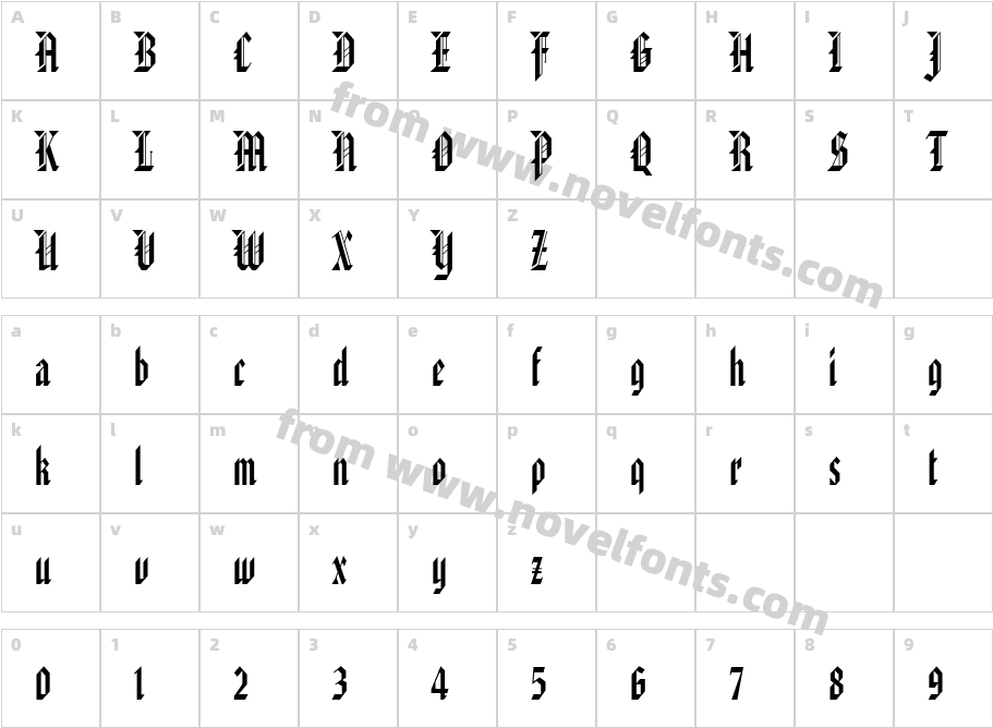 Gothic 32 Condensed NormalCharacter Map