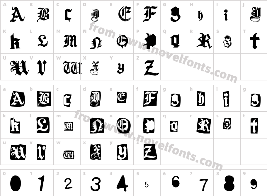 Gothic PunkCharacter Map