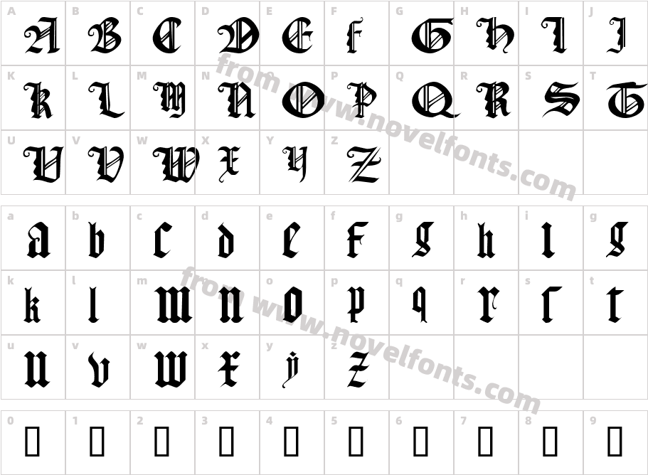 Gothic Texture QuadrataCharacter Map