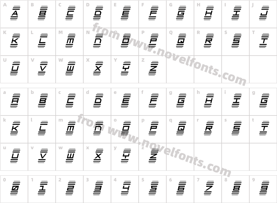 Code Red ItalicCharacter Map