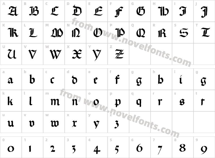 GotischeMissalschriftCharacter Map