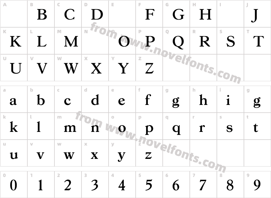 GoudY38BoldCharacter Map