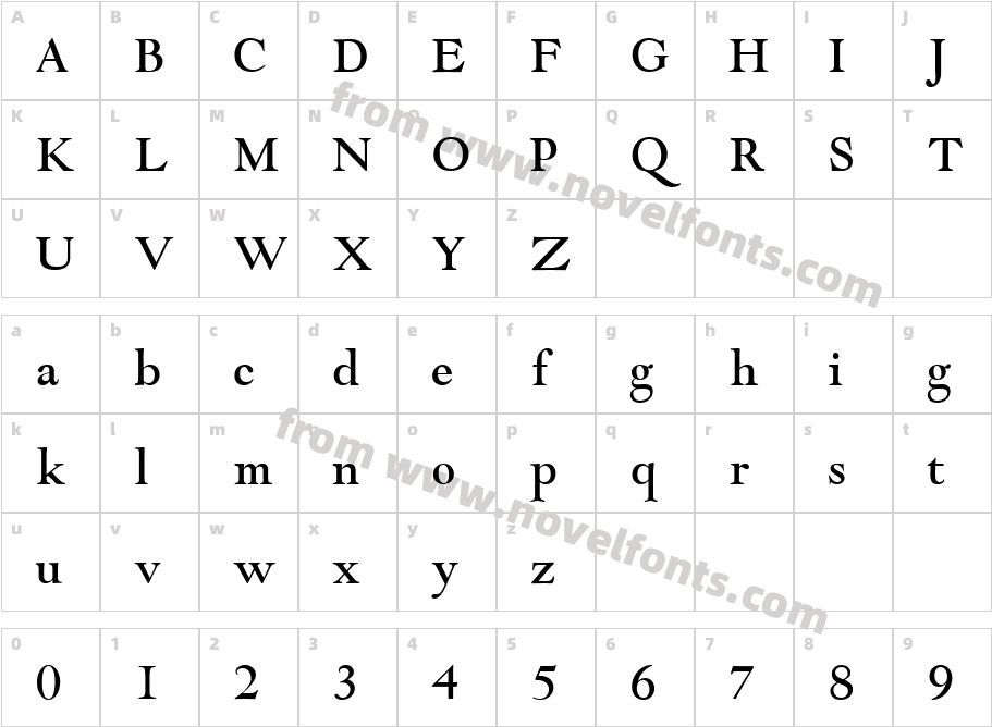 Goudy Modern MTCharacter Map