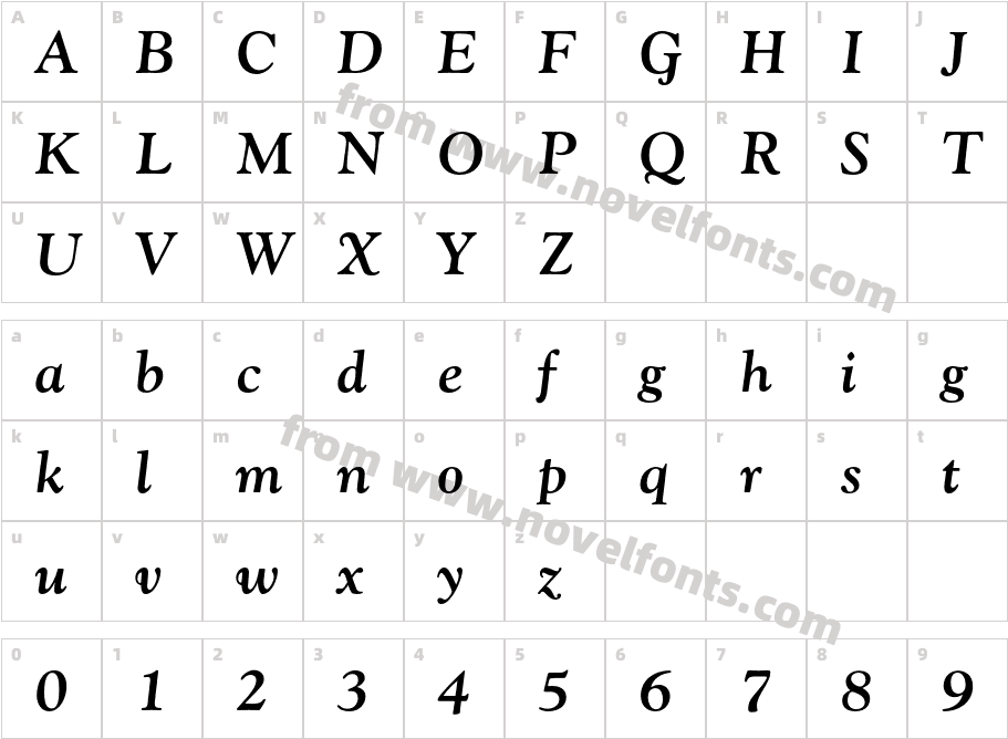 Goudy-BoldItalicCharacter Map