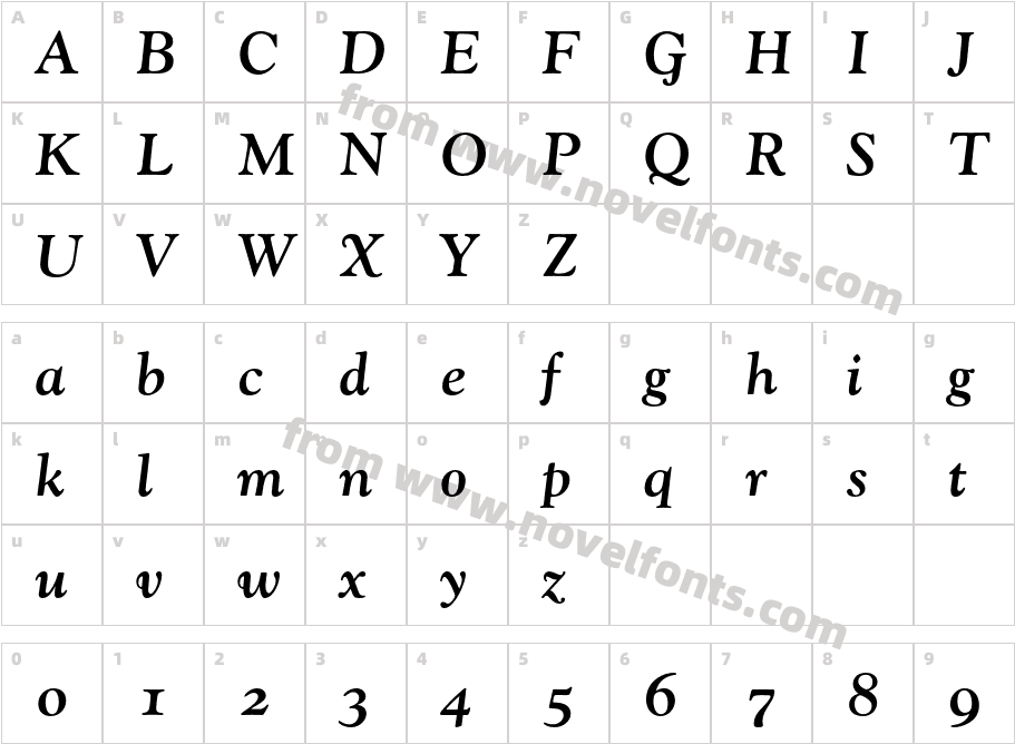 Goudy-BoldItalicOsFCharacter Map