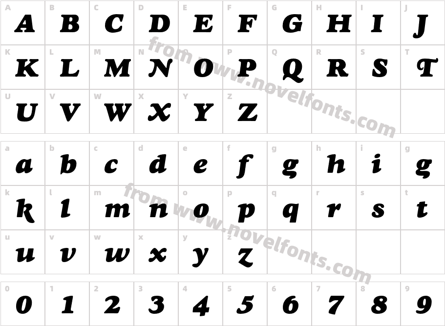 Goudy-HeavyfaceItalicCharacter Map