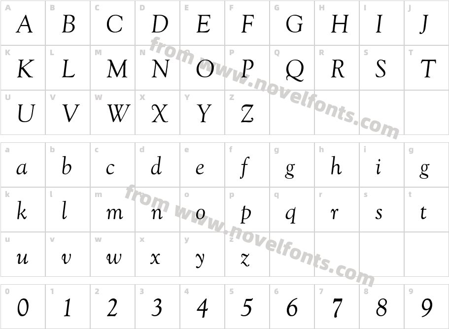 Goudy-Normal-ItCharacter Map