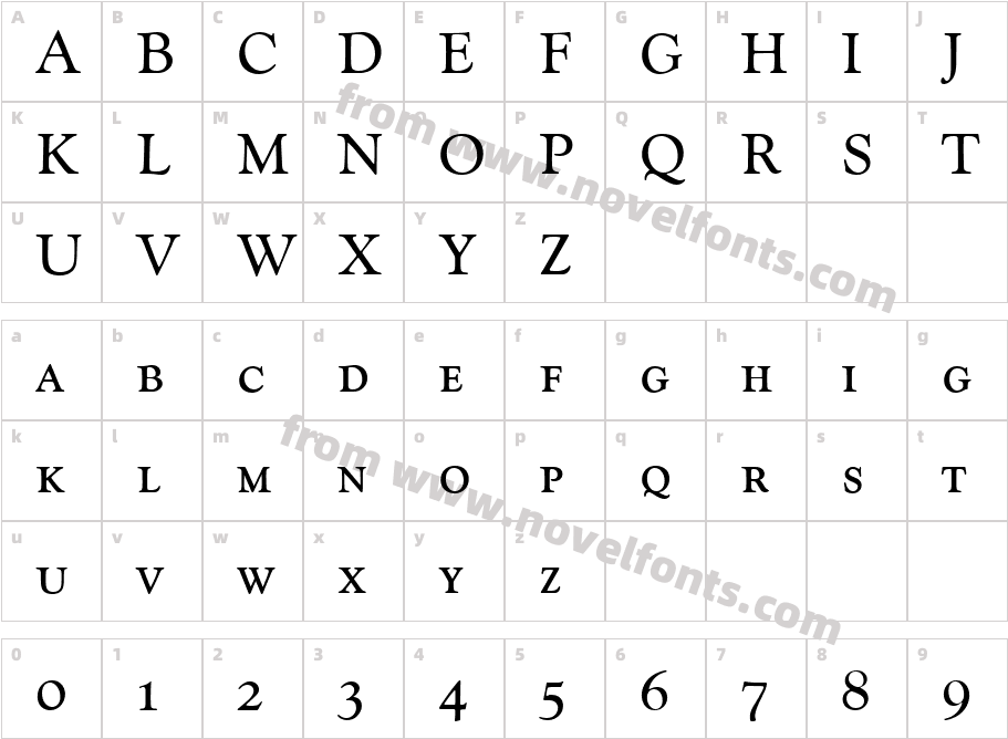 GoudyCatSCT-ReguCharacter Map