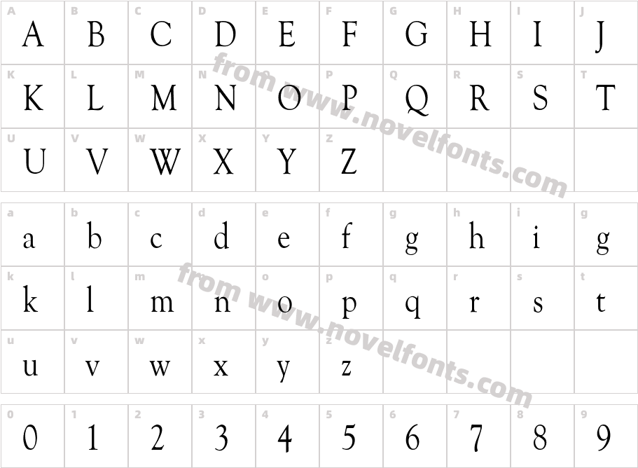 GoudyCnd-NormalCharacter Map