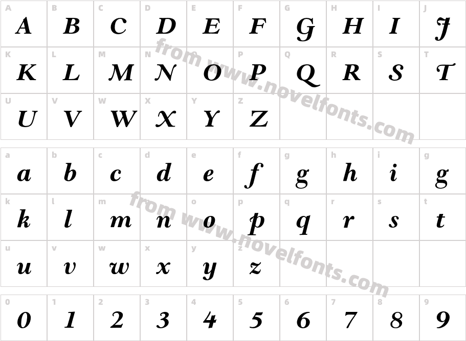 GoudyModernMTStd-BoldItCharacter Map