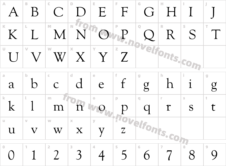 GoudyOldstyleLCharacter Map