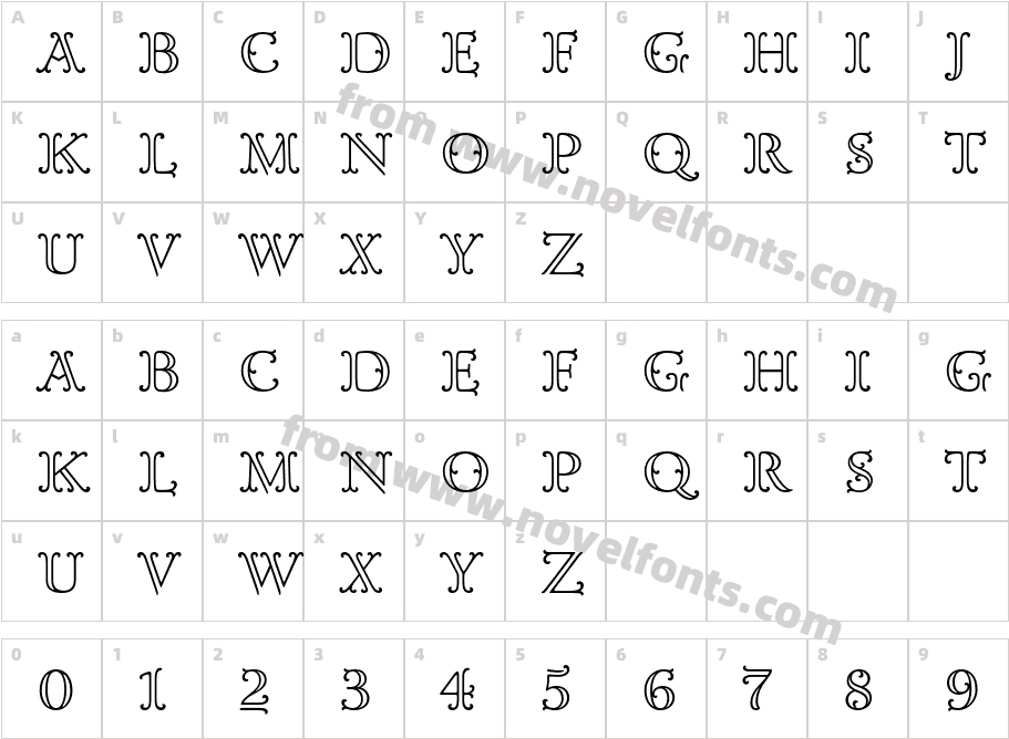 GoudyOrnateMTStdCharacter Map