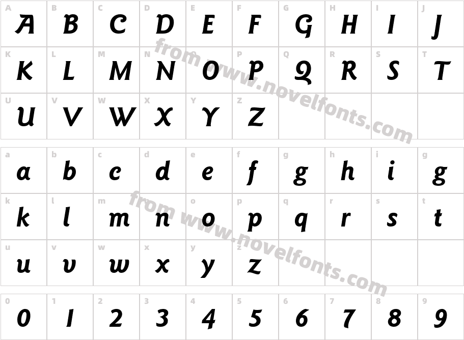 GoudySansITCbyBT-BoldItalicCharacter Map