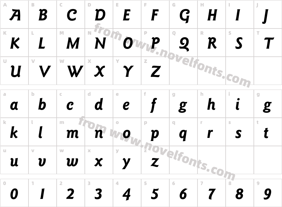 GoudySansLT-BoldItalicCharacter Map