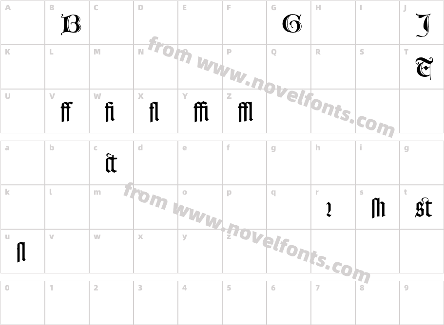 GoudyTextMT-AlternateCharacter Map