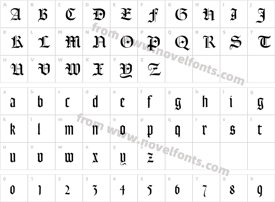 GoudyTextMTStdCharacter Map