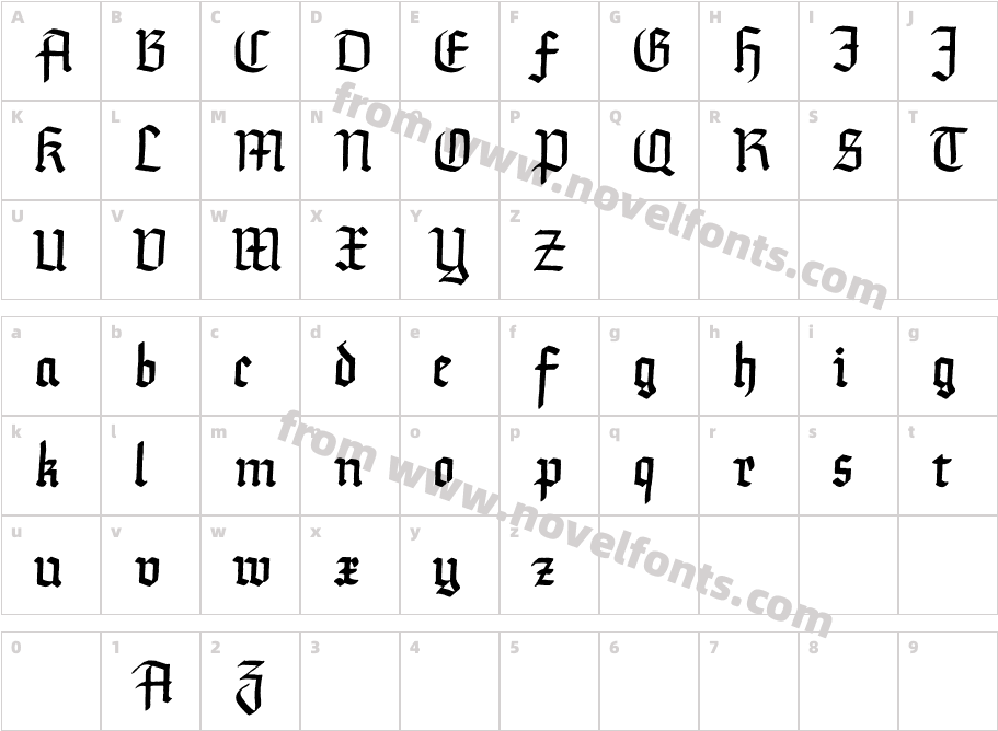 Gourdie GothicCharacter Map