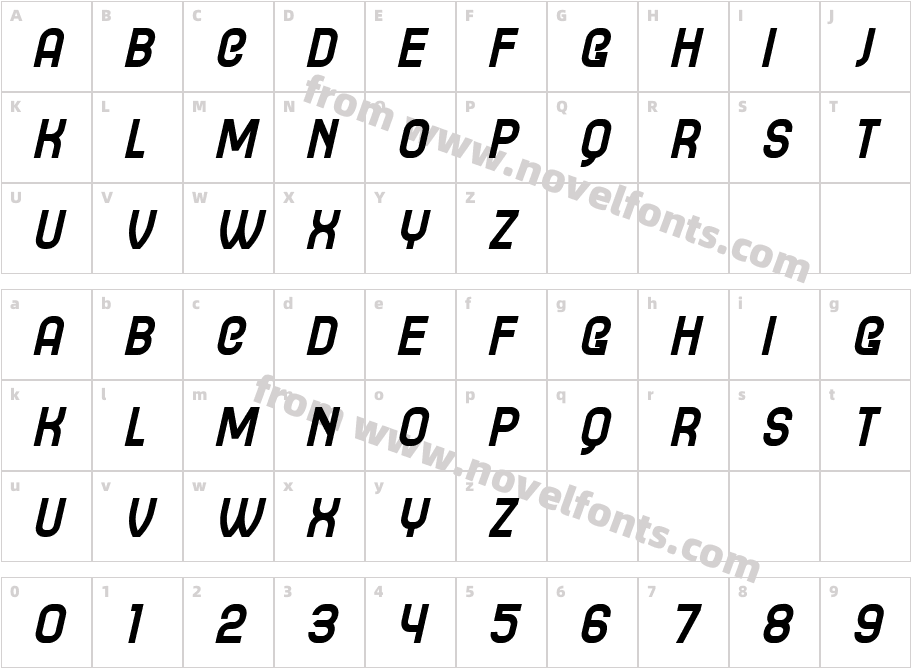 Gradistanac ItalicCharacter Map