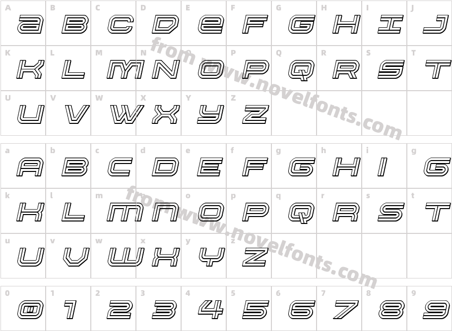 Gran Torino 3D ItalicCharacter Map