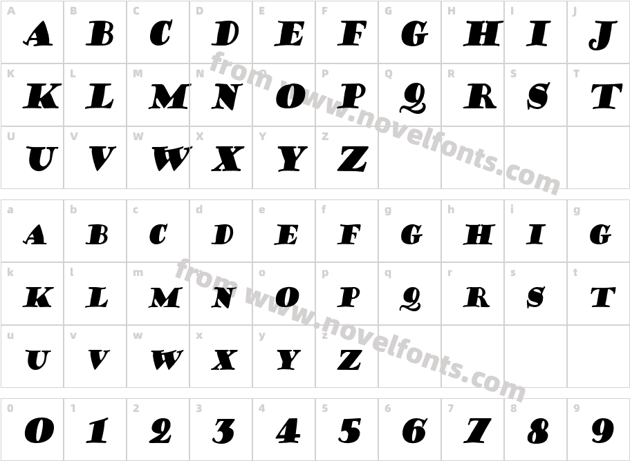 Coffee-Sack-Condensed ItalicCharacter Map