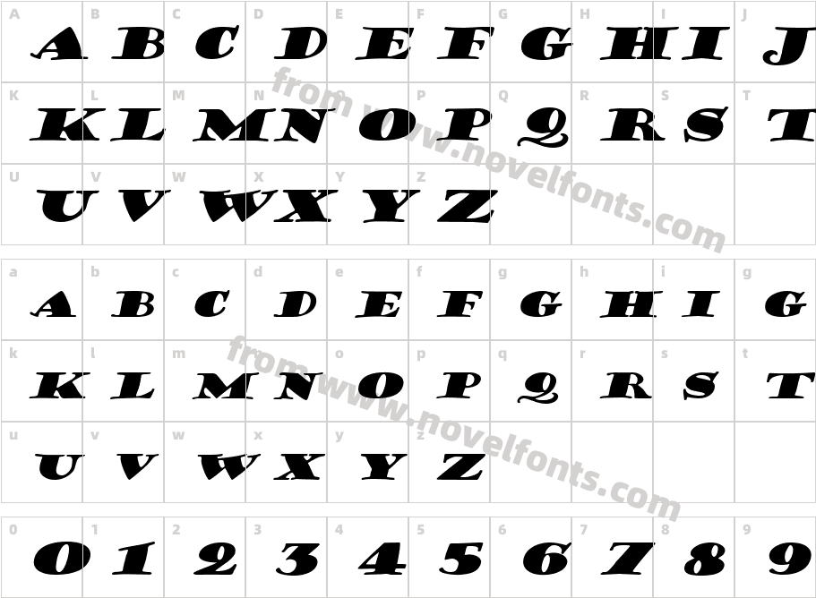 Coffee-Sack-Extended ItalicCharacter Map