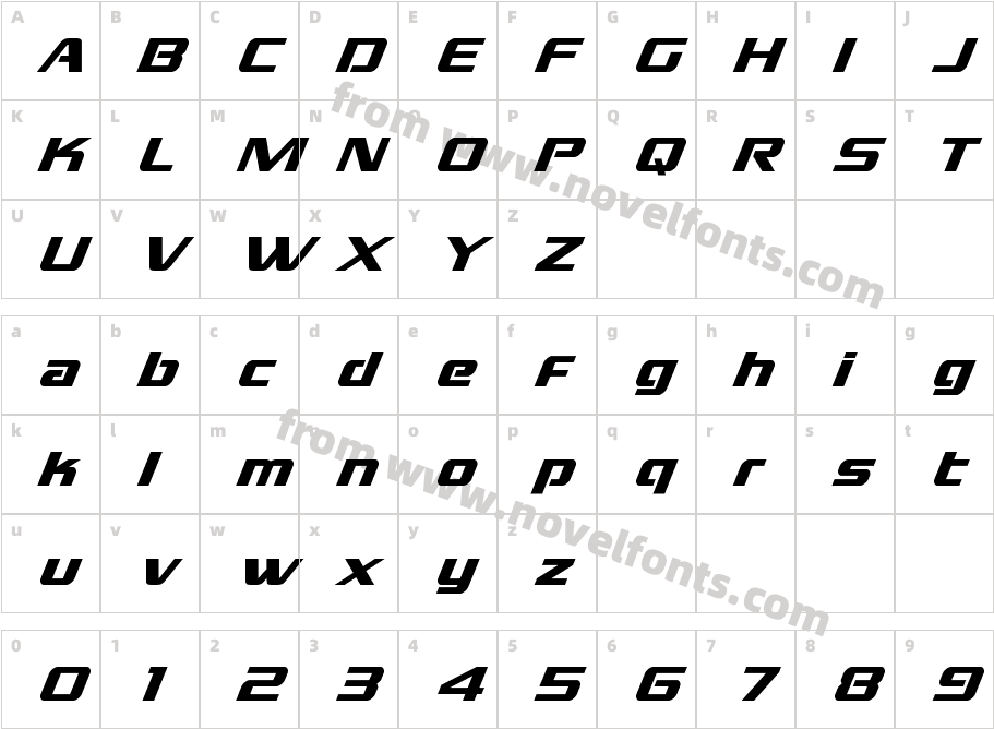 Grand National Super-ItalicCharacter Map